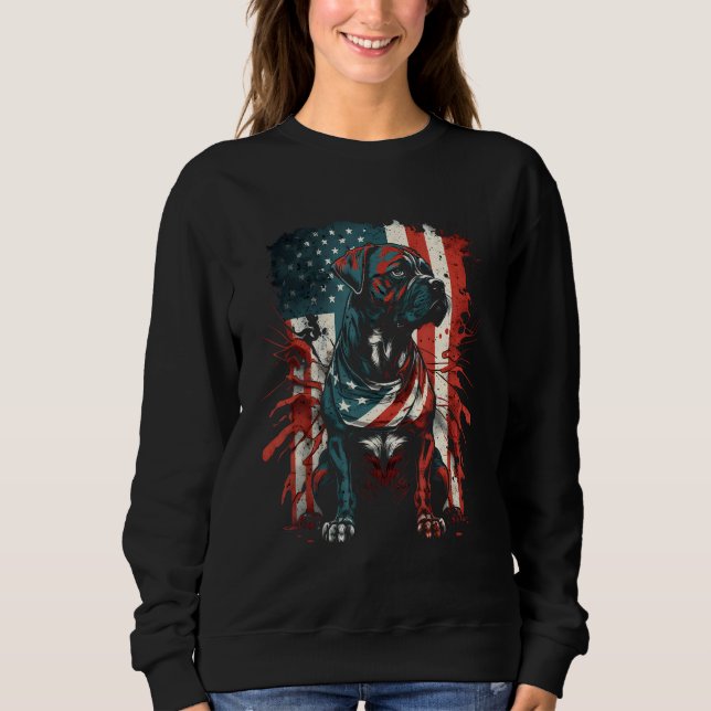Boxer Funny America USA Flag Dog Lover K-9 Unit Pa Sweatshirt (Front)