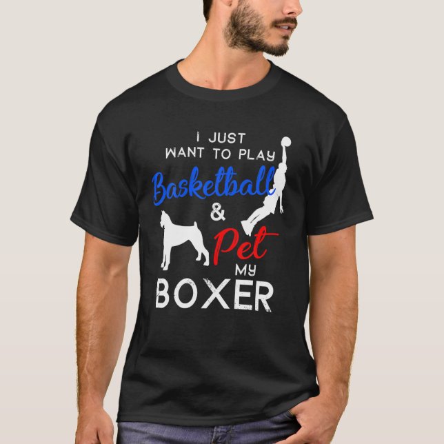 Boxer Funny Basketball Dog Owner Lover Xmas Gift T-Shirt (Front)