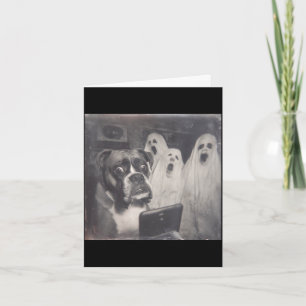 Boxer ghost funny halloween scary dog spooky card