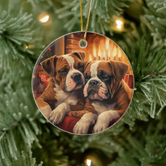Boxer Gift, Christmas Ornament, Pet Gift, Dog Memo Ceramic Ornament