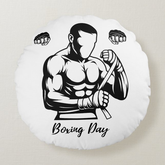 BOXER GIFT FOR MEN ROUND CUSHION (Front)