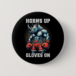 Boxer Gift Heavyweight Champion Gloves On Rhino Bo 6 Cm Round Badge