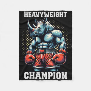 Boxer Gift Heavyweight Champion Rhino Boxing Fleece Blanket