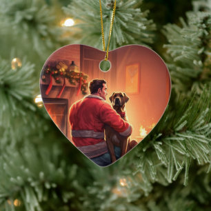Boxer Gift, Pet Gift, Dog Fireman, Christmas Gift Ceramic Ornament