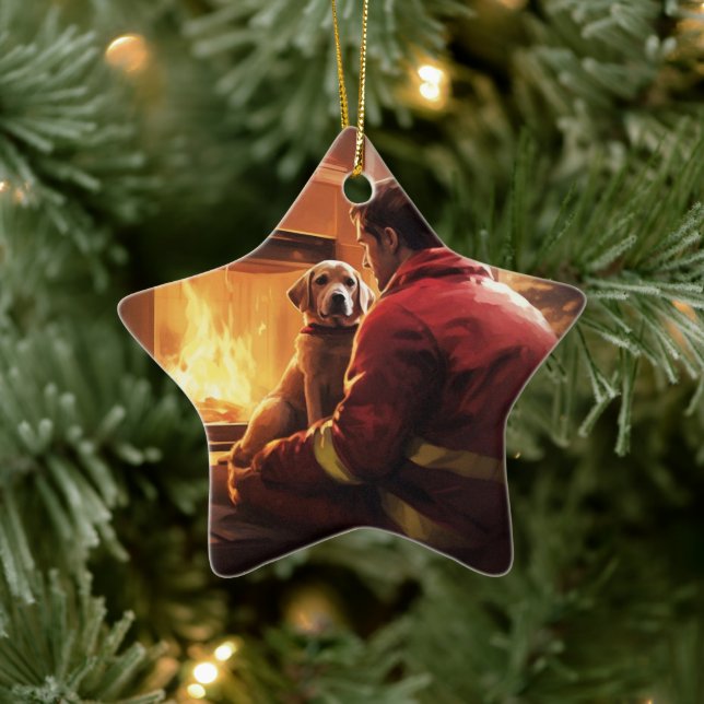Boxer Gift, Pet Gift, Dog Fireman, Christmas Gift  Ceramic Ornament (Tree)