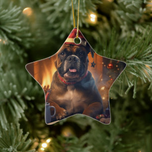 Boxer Gift, Pet Gift, Dog Police, Christmas Gift  Ceramic Ornament