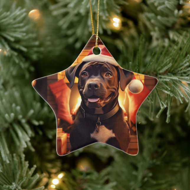 Boxer Gift, Pet Gift, Dog Police, Christmas Gift  Ceramic Ornament (Tree)