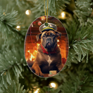 Boxer Gift, Pet Gift, Dog Police, Christmas Gift  Ceramic Ornament