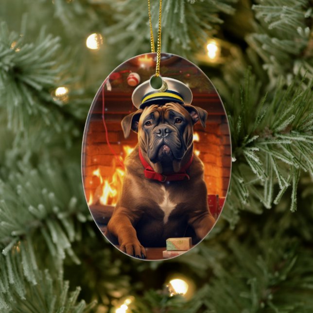 Boxer Gift, Pet Gift, Dog Police, Christmas Gift  Ceramic Ornament (Tree)