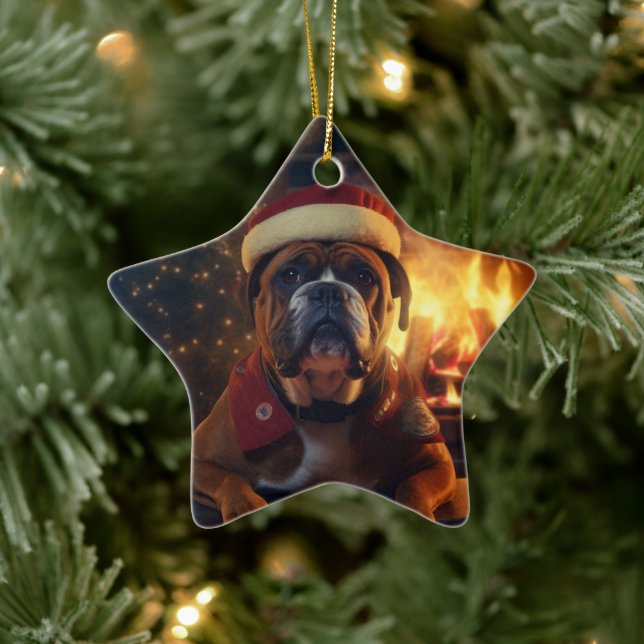 Boxer Gift, Pet Gift, Dog Police, Christmas Gift  Ceramic Ornament (Tree)