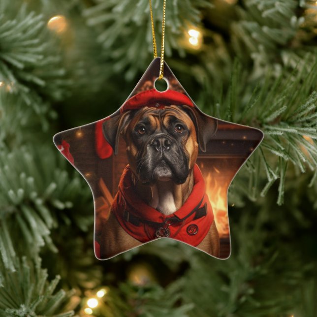 Boxer Gift, Pet Gift, Dog Police, Christmas Gift  Ceramic Ornament (Tree)