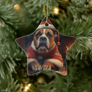 Boxer Gift, Pet Gift, Dog Police, Christmas Gift  Ceramic Ornament