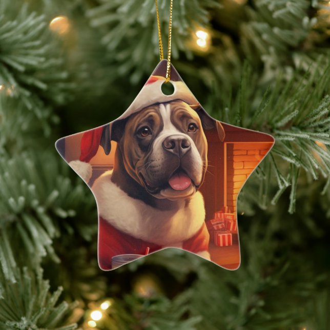 Boxer Gift, Pet Gift, Dog Police, Christmas Gift  Ceramic Ornament (Tree)