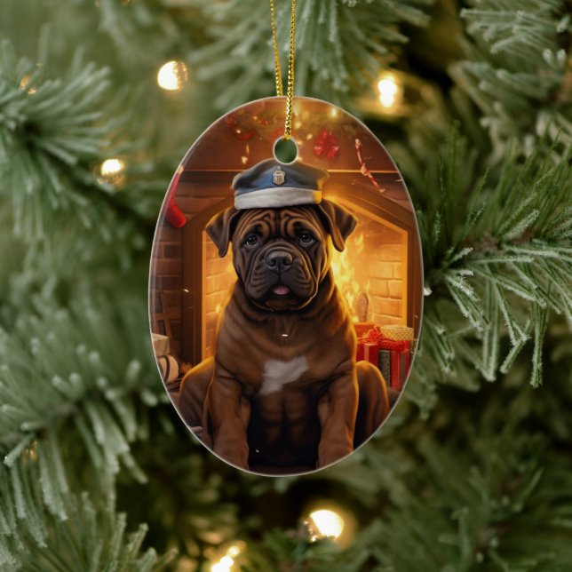 Boxer Gift, Pet Gift, Dog Police, Christmas Gift  Ceramic Ornament (Tree)