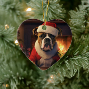 Boxer Gift, Pet Gift, Dog Police, Christmas Gift Ceramic Ornament
