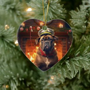 Boxer Gift, Pet Gift, Dog Police, Christmas Gift  Ceramic Ornament