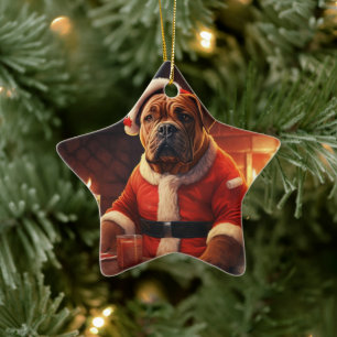 Boxer Gift, Pet Gift, Dog Police, Christmas Gift  Ceramic Ornament