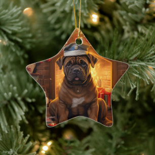 Boxer Gift, Pet Gift, Dog Police, Christmas Gift Ceramic Ornament