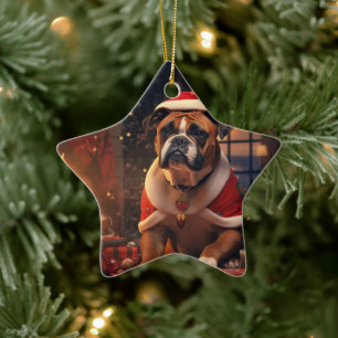 Boxer Gift, Pet Gift, Dog Police, Christmas Gift  Ceramic Ornament