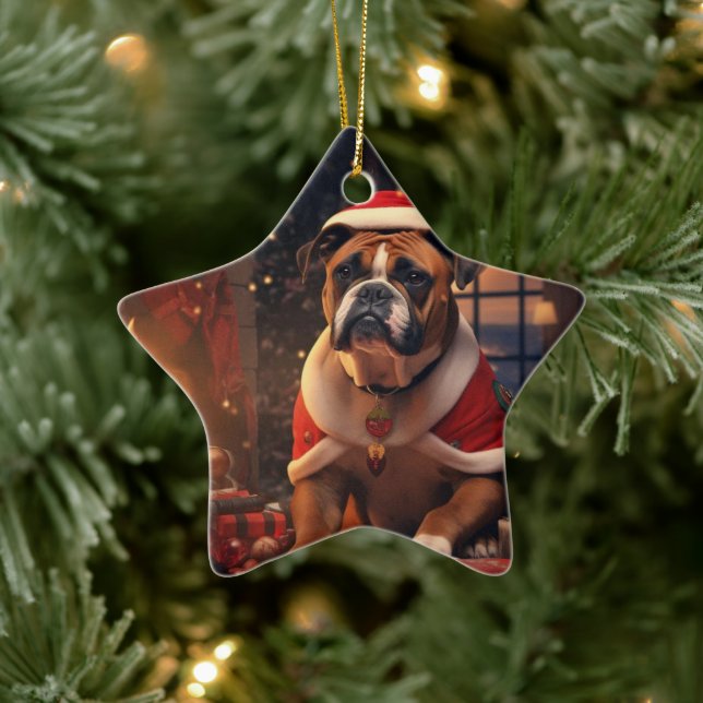 Boxer Gift, Pet Gift, Dog Police, Christmas Gift  Ceramic Ornament (Tree)
