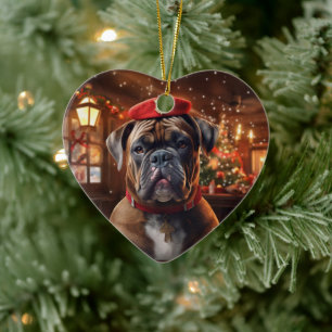 Boxer Gift, Pet Gift, Dog Police, Christmas Gift  Ceramic Ornament