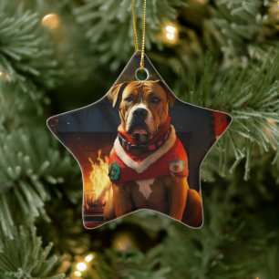 Boxer Gift, Pet Gift, Dog Police, Christmas Gift  Ceramic Ornament