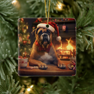 Boxer Gift, Pet Gift, Dog Police, Christmas Gift Ceramic Ornament