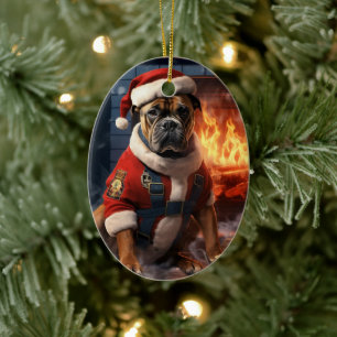 Boxer Gift, Pet Gift, Dog Police, Christmas Gift  Ceramic Ornament