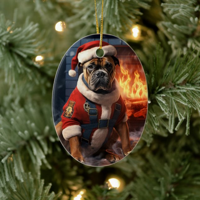 Boxer Gift, Pet Gift, Dog Police, Christmas Gift  Ceramic Ornament (Tree)