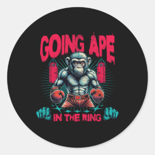 Boxer Going Ape In The Ring Boxing Monkey Classic Round Sticker