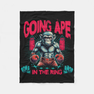 Boxer Going Ape In The Ring Boxing Monkey  Fleece Blanket