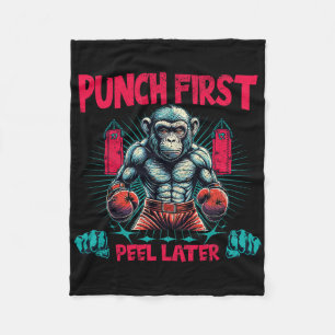 Boxer Going Ape Punch First Boxing Monkey Fleece Blanket