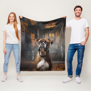 Boxer Halloween Scary Fleece Blanket