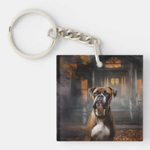 Boxer Halloween Scary Key Ring
