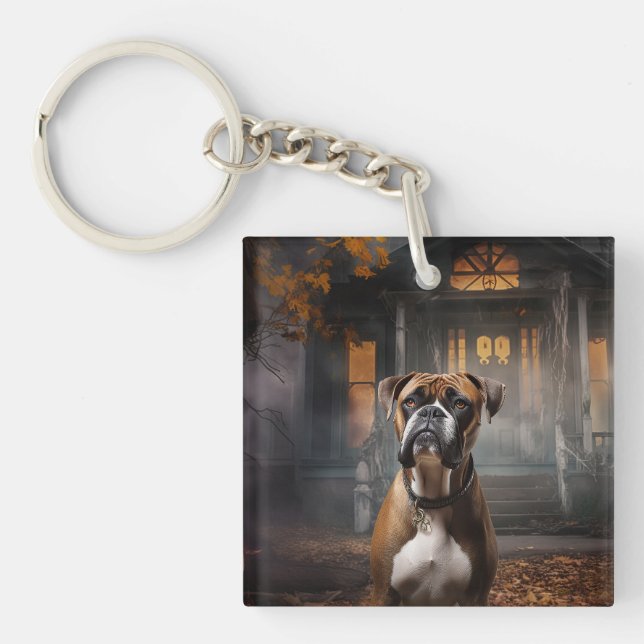 Boxer Halloween Scary Key Ring (Front)