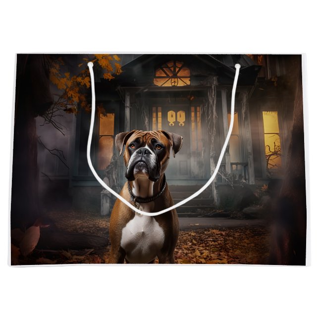 Boxer Halloween Scary Large Gift Bag (Front)