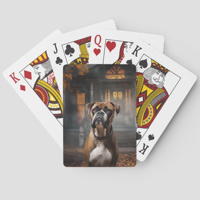 Boxer Halloween Scary Playing Cards (Back)