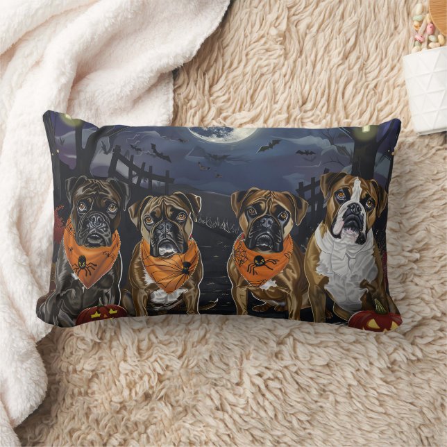 Boxer Halloween Spooky Lumbar Cushion (Blanket)