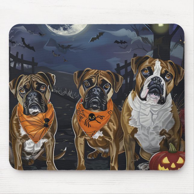 Boxer Halloween Spooky Mouse Pad (Front)