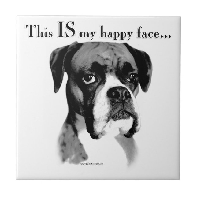 Boxer Happy Face Ceramic Tile (Front)