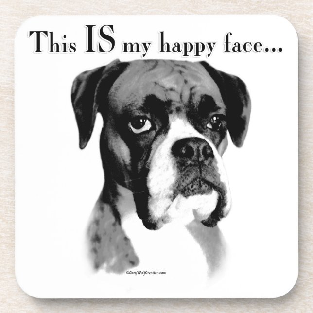 Boxer Happy Face Coaster (Front)