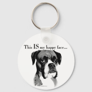 Boxer Happy Face Key Ring