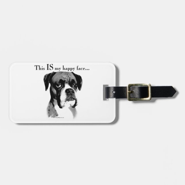 Boxer Happy Face Luggage Tag (Front Horizontal)