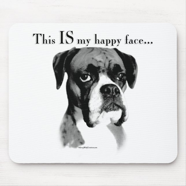 Boxer Happy Face Mouse Pad (Front)