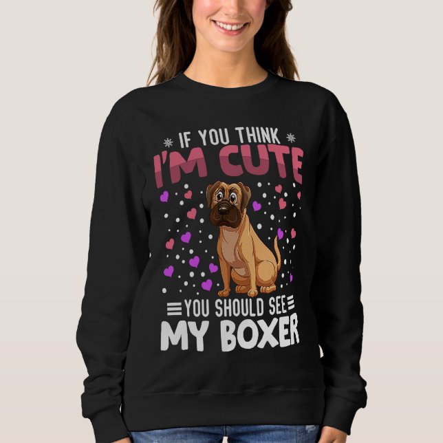 Boxer Heart Valentine's Day Animal For Womens Kids Sweatshirt (Front)