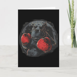 Boxer Hippo With Boxing Gloves Kickboxing Funny Bo Card