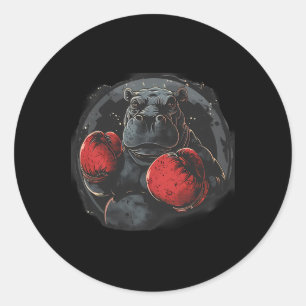Boxer Hippo With Boxing Gloves Kickboxing Funny Bo Classic Round Sticker