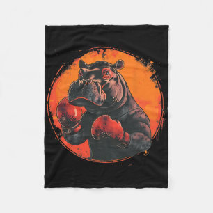Boxer Hippo With Boxing Gloves Kickboxing Funny Bo Fleece Blanket