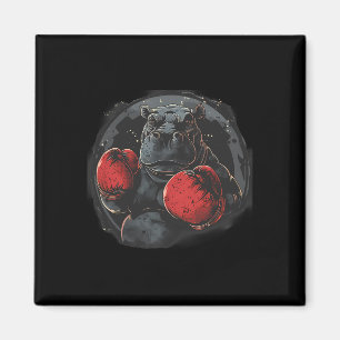 Boxer Hippo With Boxing Gloves Kickboxing Funny Bo Magnet