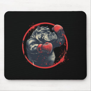 Boxer Hippo With Boxing Gloves Kickboxing Funny Bo Mouse Pad